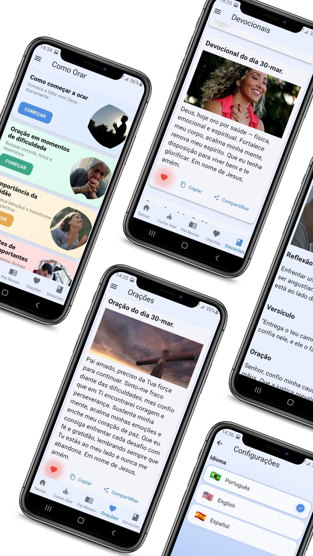 Tela de devocional diário do aplicativo Oração Diária com Deus
